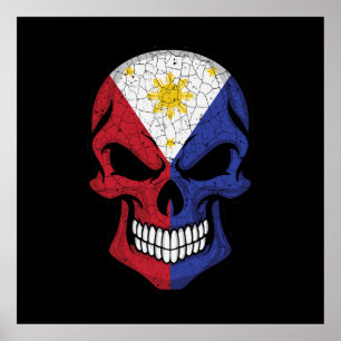 Poster Drapeau crânien souriant des Philippines