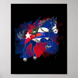 Poster Drapeau Cuba équitation