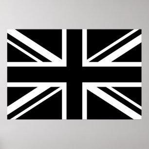 Poster Drapeau d'Angleterre noir blanc