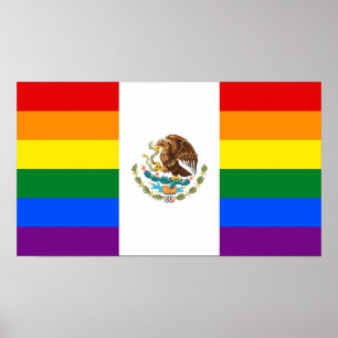 Poster Drapeau d'arc-en-ciel de gay pride du Mexique LGBT