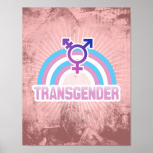 POSTER DRAPEAU D'ARC-EN-CIEL DE TRANSSEXUEL