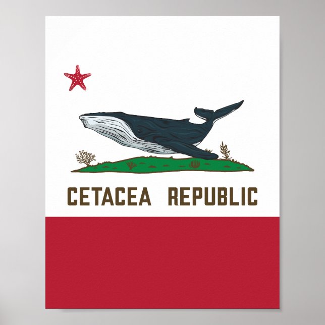 Poster Drapeau de baleines de la République de Cétacée (Devant)