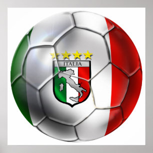 Poster Drapeau de ballon de football de l'Italie Forza