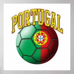 Poster Drapeau de ballon de football du Portugal
