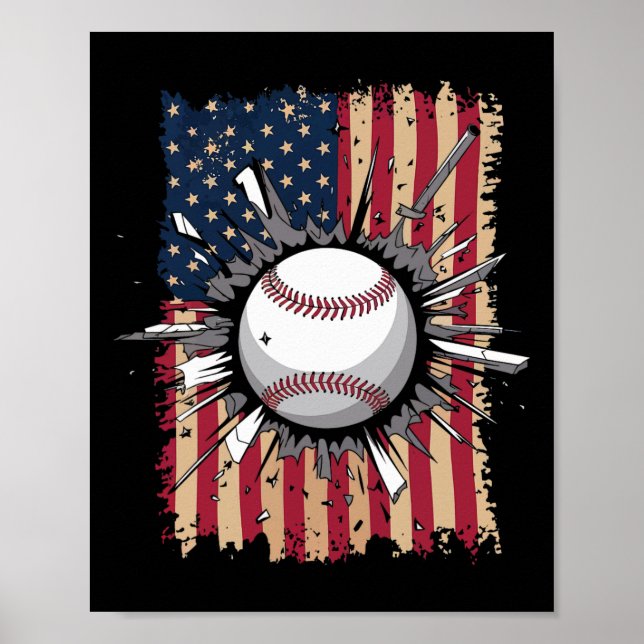 Poster Drapeau de baseball Us (Devant)