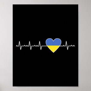 Poster Drapeau de battement de cœur de l'Ukraine Soutien 