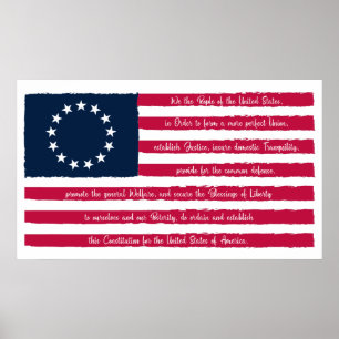 Poster Drapeau de Betsy Ross de préambule de constitution