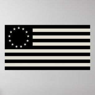 Poster Drapeau de Betsy Ross en noir : Étoiles américaine