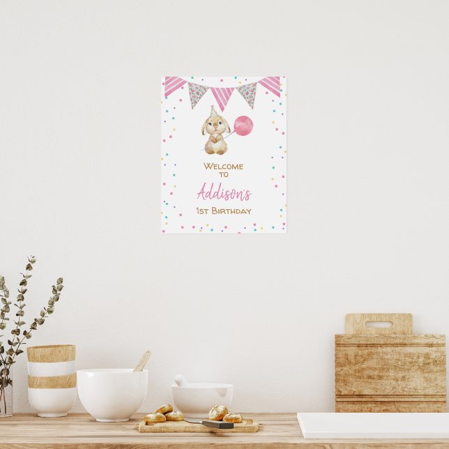 Poster Drapeau de Bunny Bunny 1er anniversaire Bienvenue (Cuisine)