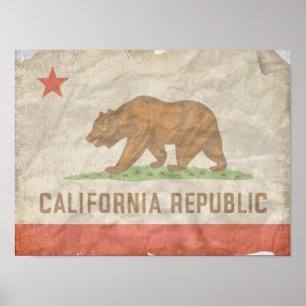 Poster Drapeau de CALIFORNIE