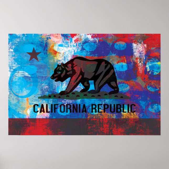 Poster Drapeau de Californie Abstraite (Devant)