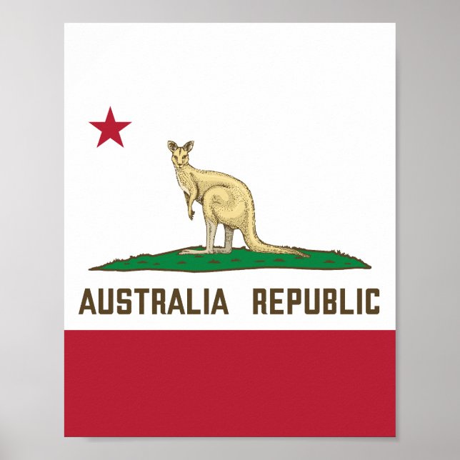 Poster Drapeau de Californie Australie Kangaroo (Devant)