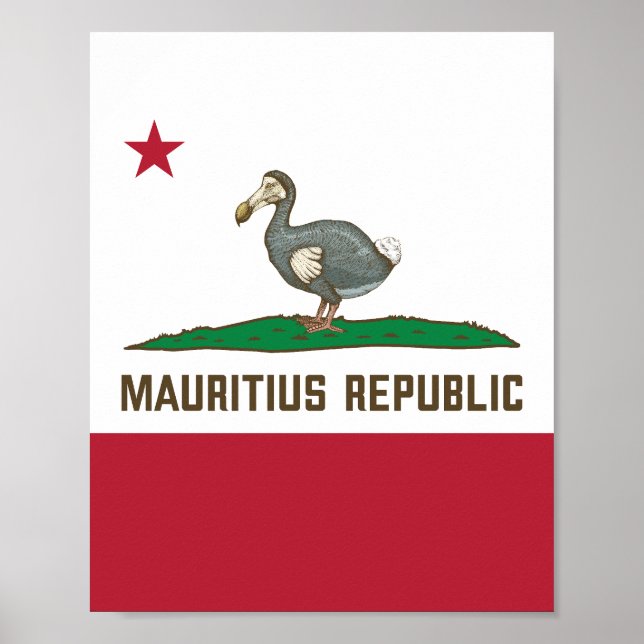 Poster Drapeau de Californie de la République Maurice (Devant)