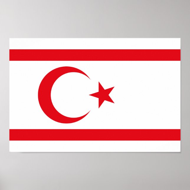 Poster Drapeau de Chypre du Nord (Devant)