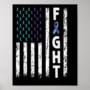 Poster Drapeau de combat Usa - Lutte de sensibilisation à