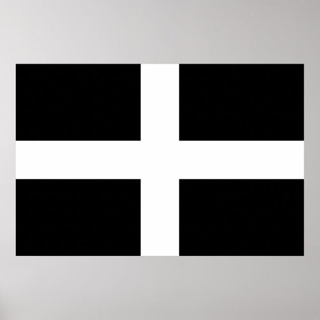 Poster Drapeau de Cornouailles (Cornwall) (Comté d'Anglet (Devant)