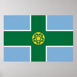 Poster Drapeau de Derbyshire (Comté d'Angleterre, Royaume