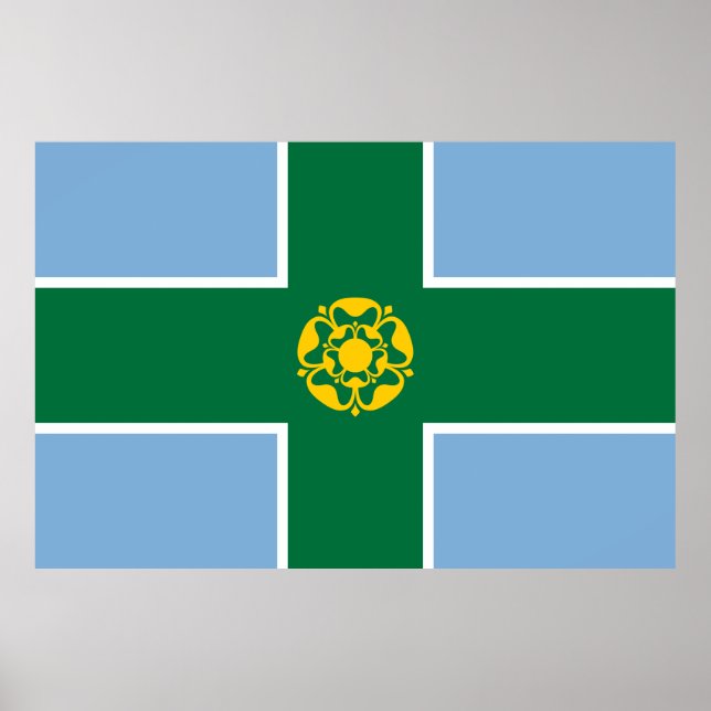 Poster Drapeau de Derbyshire (Comté d'Angleterre, Royaume (Devant)