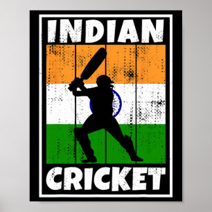Poster Drapeau de fan de cricket indien du drapeau de l'I