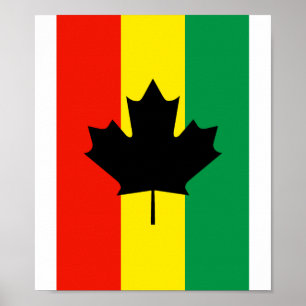 Poster Drapeau de feuille d'érable de reggae de Rasta