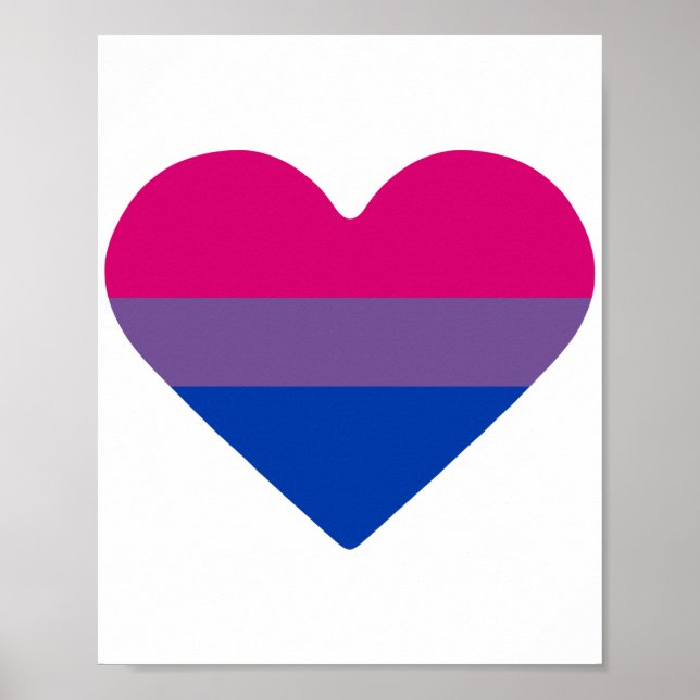 Poster Drapeau de fierté bisexuel cœur (Devant)