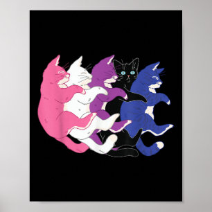 Poster Drapeau de fierté Genderfluid LGBTQ - Chats Pile G