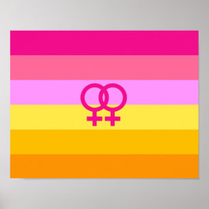 Poster Drapeau de fierté lesbienne à l'aube des femmes qu