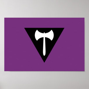Poster Drapeau de fierté lesbienne Hache violette