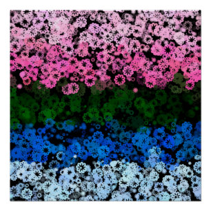 Poster Drapeau de fierté Omniromantique Fleuris Mignon Ré