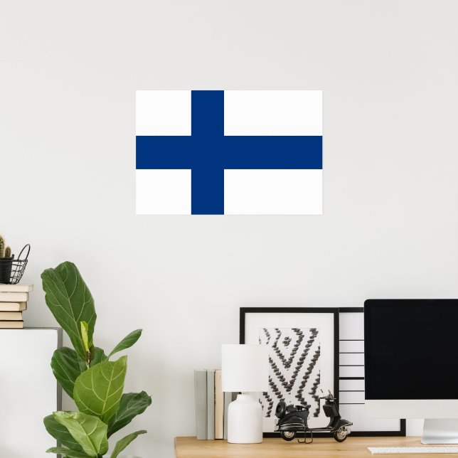 Poster Drapeau de Finlande (Bureau à domicile)