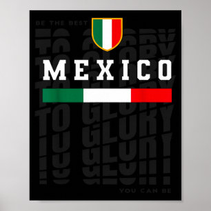 Poster Drapeau de football de soccer du Mexique Maillot v