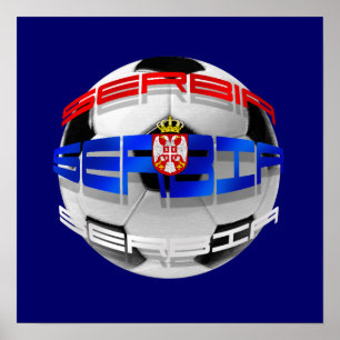 Poster Drapeau de football serbe de serbie avec des objet