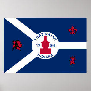 Poster Drapeau de Fort Wayne, Indiana, États-Unis