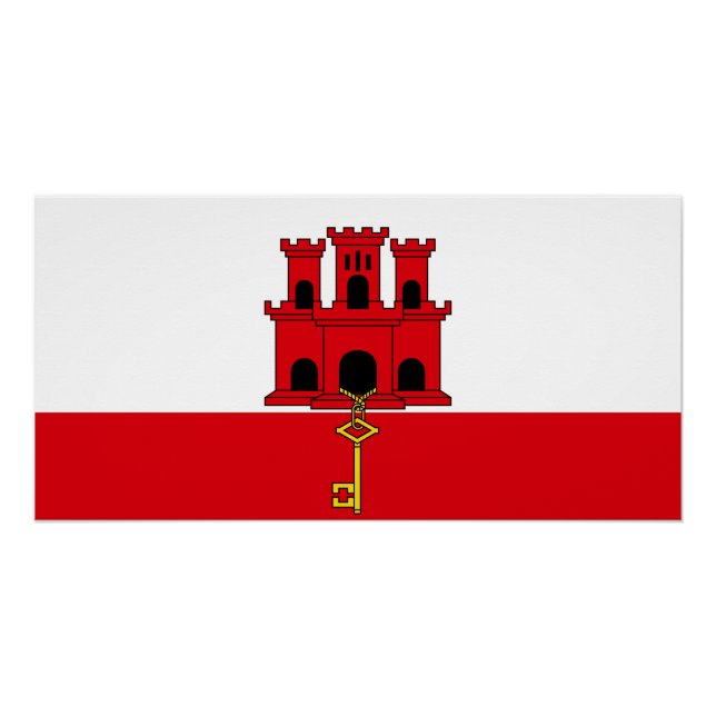 Poster Drapeau de Gibraltar (Devant)