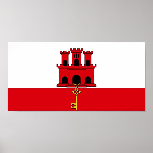 Poster Drapeau de Gibraltar (Devant)
