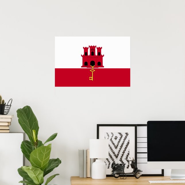 Poster Drapeau de Gibraltar (Bureau à domicile)