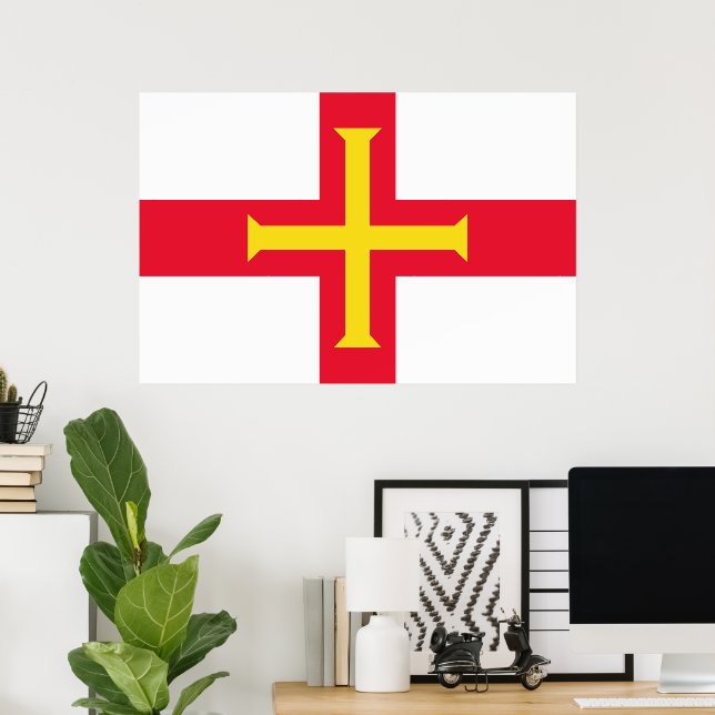 Poster Drapeau de Guernesey (Bureau à domicile)