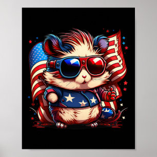 Poster Drapeau De Juillet Patriotique Hamster Us