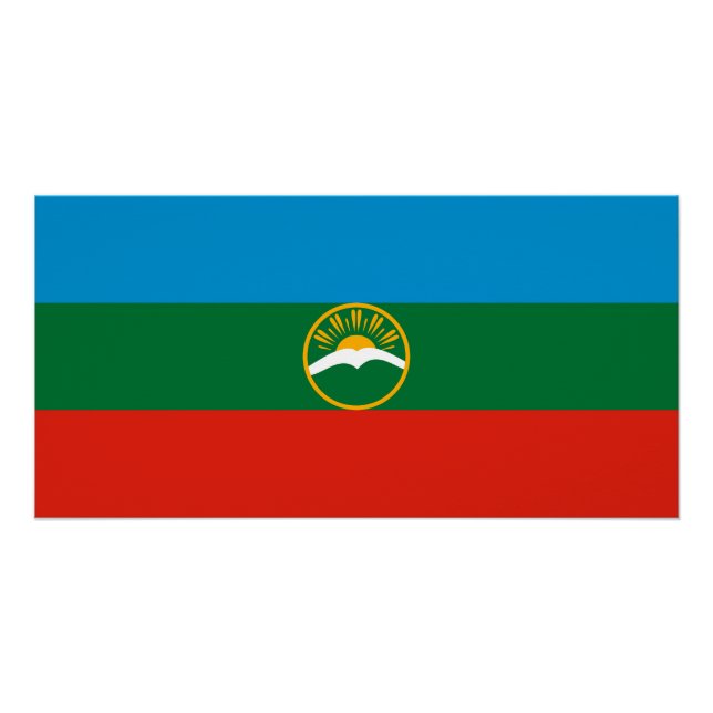 Poster Drapeau de Karatchaïévo-Tcherkessie (Devant)