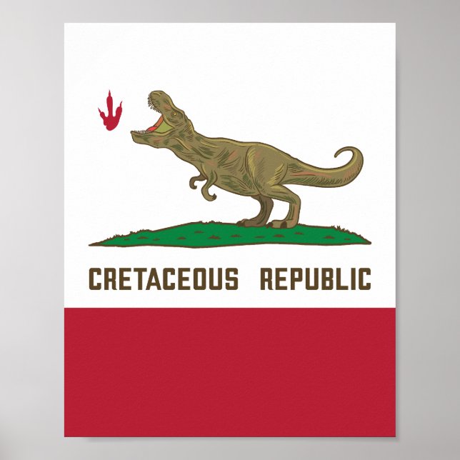 Poster Drapeau de la Californie T-rex Dinosaur (Devant)
