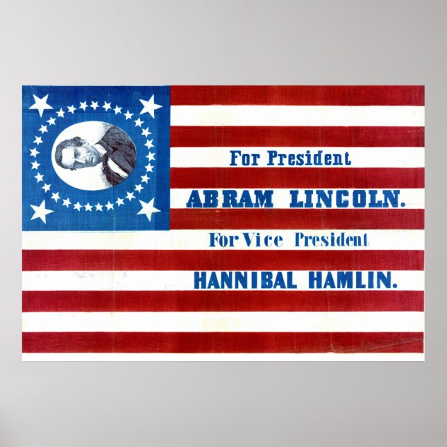Poster Drapeau de la campagne présidentielle Abraham Linc (Devant)