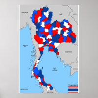 drapeau de la carte politique du pays thaïlande