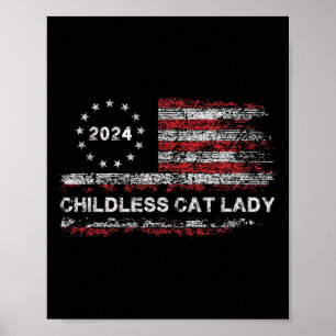 Poster Drapeau de la chatte sans enfant Lady 2024 pour le