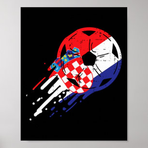 Poster Drapeau de la Croatie Foot croate Fanball Hommes F