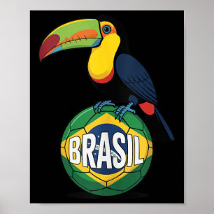 Poster Drapeau de la fierté du Brésil Brasil Toucan Ballo