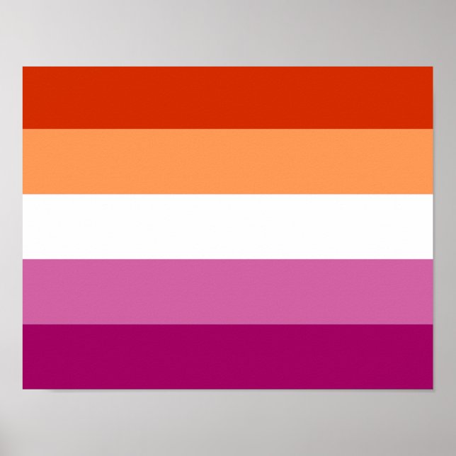 Poster Drapeau de la fierté lesbienne (5 bandes) (Devant)