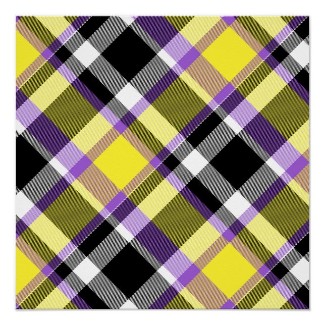 Poster Drapeau de la Fierté Plaid Non binaire Boho Eclect (Devant)