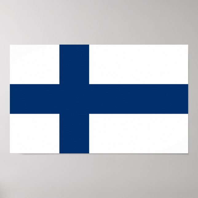 Poster Drapeau de la Finlande (Devant)