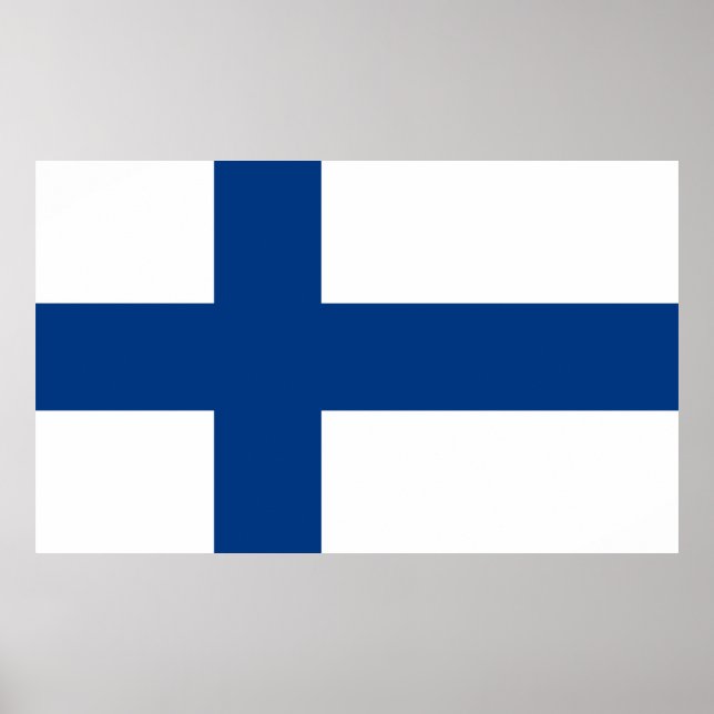 Poster Drapeau de la Finlande Croix Bleue Suomi (Devant)