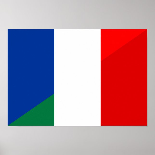 Poster drapeau de la france italie à mi-symbole (Devant)